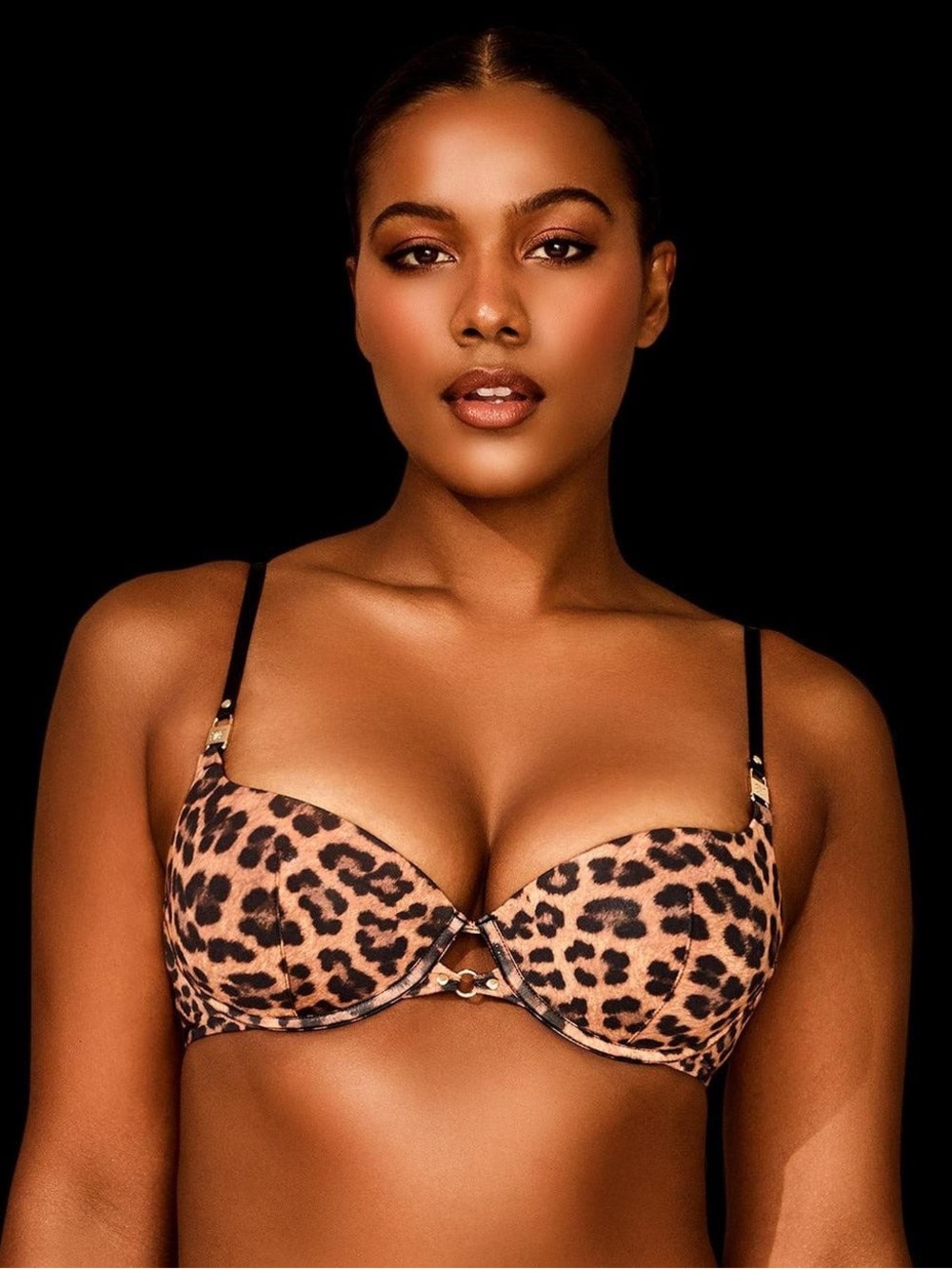 Honey Birdette Leopard-Print Push-Up Bra - Tan & Black